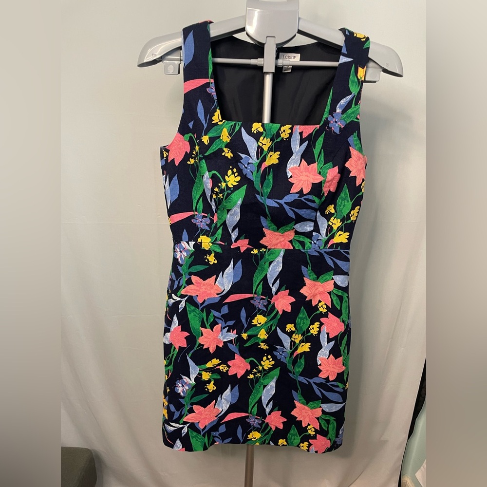 J. Crew Floral Basket Weave Square Neckline Dress 6‎